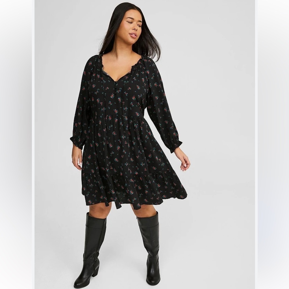 Torrid Challis Ruffle Mini Dress